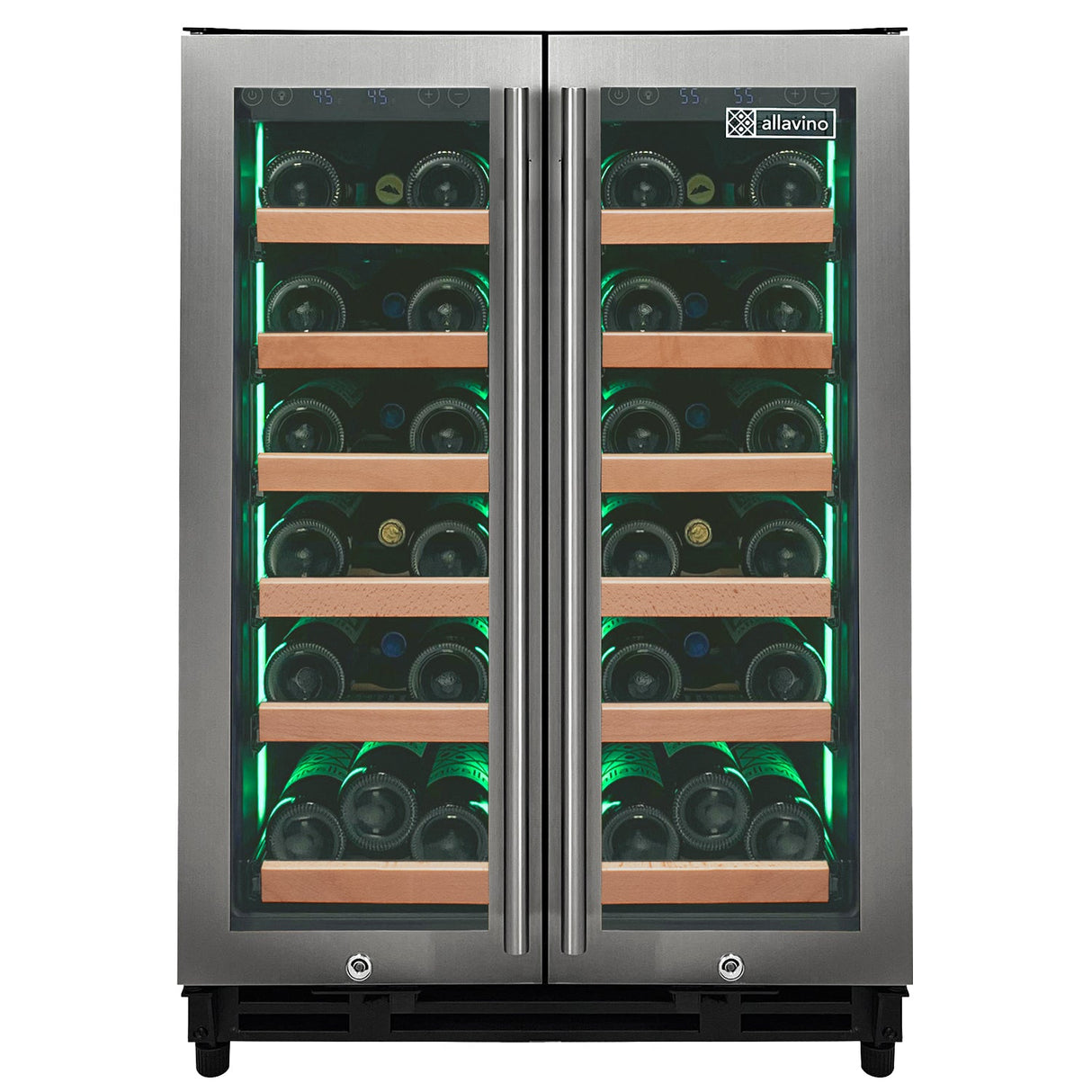 Allavino 24″ Wide FlexCount II Tru‑Vino 36‑Bottle Dual Zone Stainless Steel Wine Refrigerator