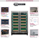 Allavino 24″ Wide FlexCount II Tru‑Vino 36‑Bottle Dual Zone Stainless Steel Wine Refrigerator