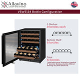 Allavino Reserva Series 51-Bottle Dual Zone Built-In Luxury Wine Refrigerator with Black Door Left Hinge VSW5134D-2BL