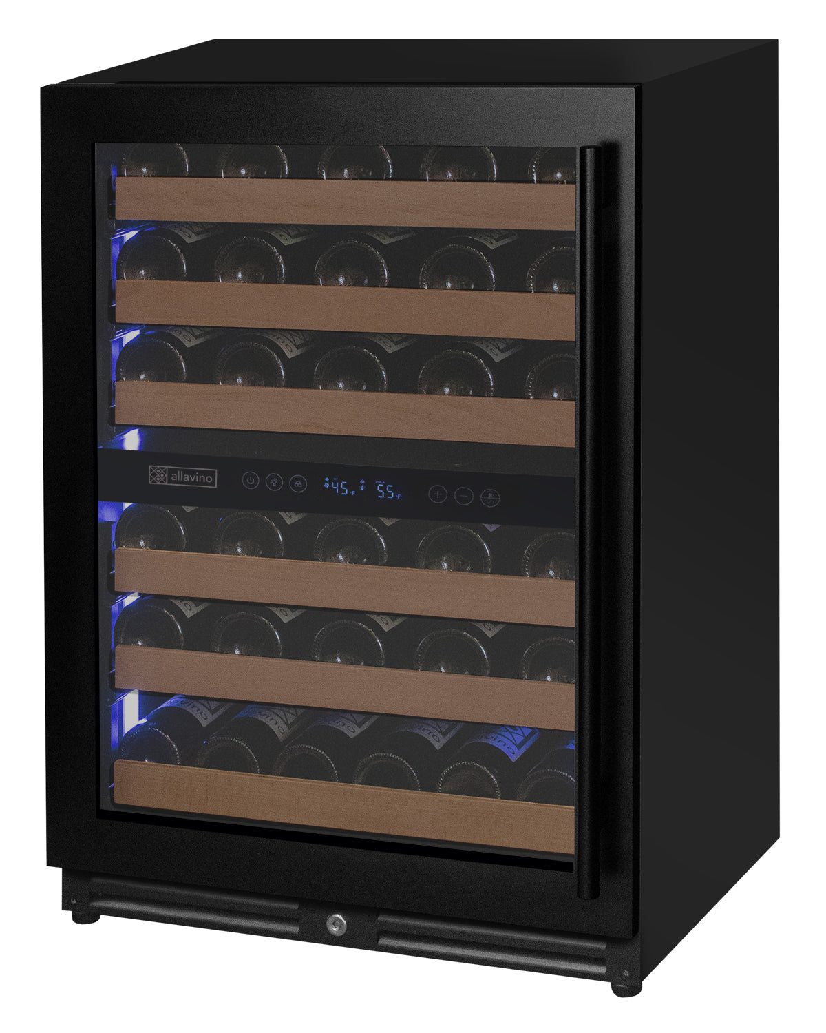 Allavino Reserva Series 51-Bottle Dual Zone Built-In Luxury Wine Refrigerator with Black Door Left Hinge VSW5134D-2BL