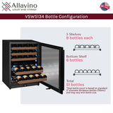 Allavino Reserva Series 51-Bottle Dual Zone Built-In Luxury Wine Refrigerator with Black Door Right Hinge VSW5134D-2BR