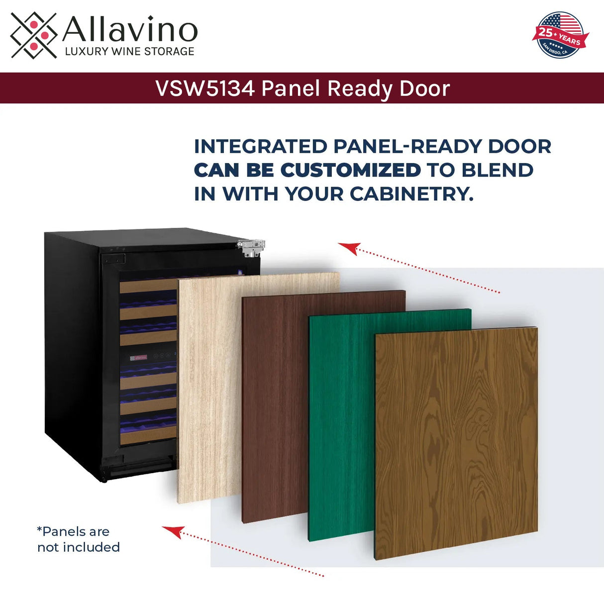 Reserva Series - 56 Bottle Dual Zone Built-in Luxury Wine Refrigerator with Panel Ready Overlay Door - Right Hinge