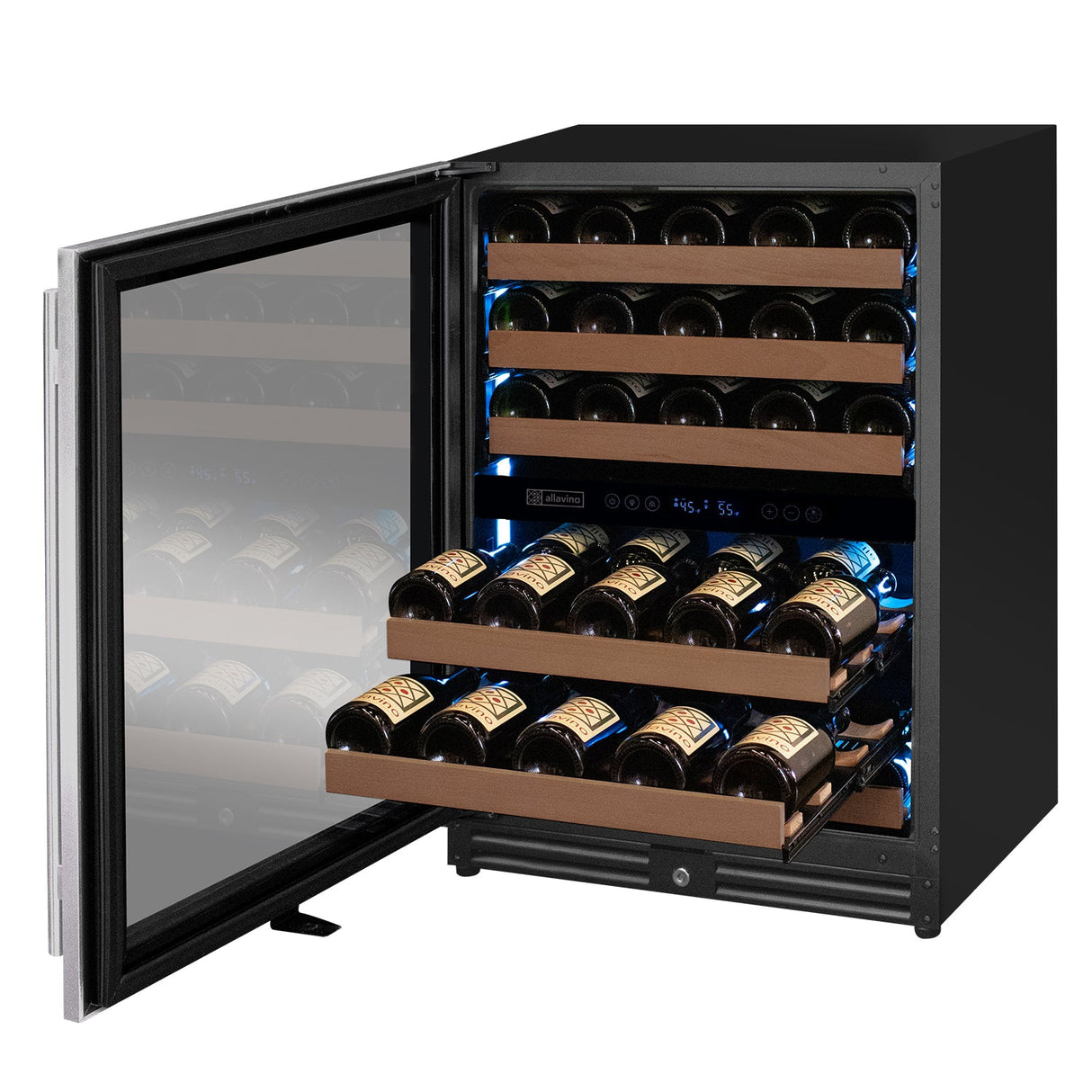 Allavino Reserva Series 51-Bottle Dual Zone Built-In Luxury Wine Refrigerator with Stainless Steel Door Left Hinge VSW5134D-2SL
