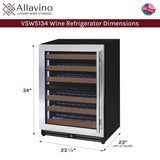 Allavino Reserva Series 51-Bottle Dual Zone Built-In Luxury Wine Refrigerator with Stainless Steel Door Left Hinge VSW5134D-2SL