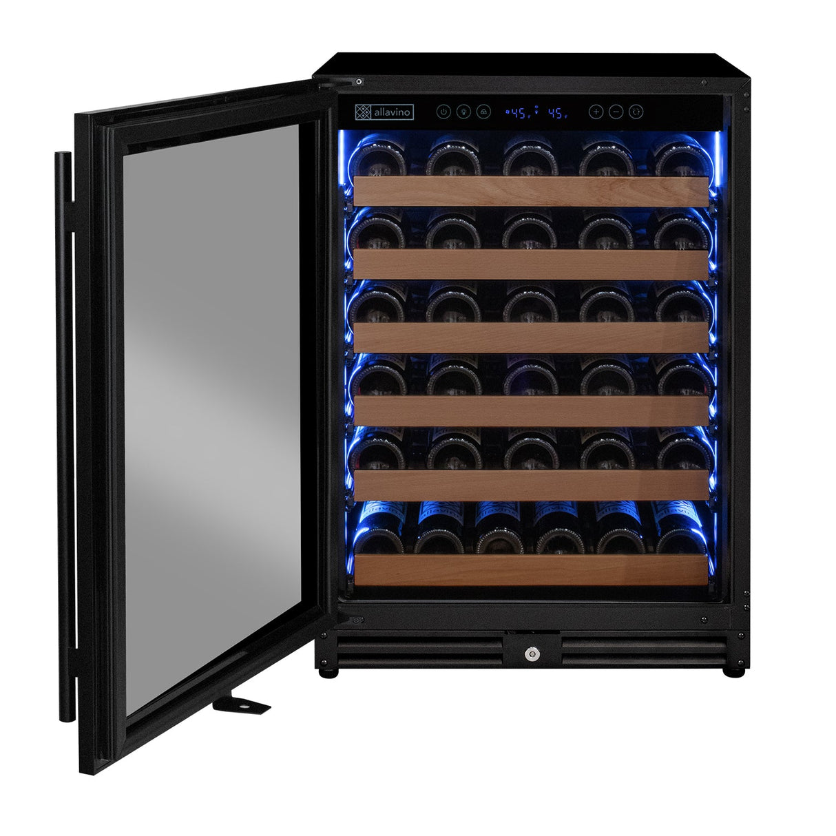Allavino Reserva Series 51‑Bottle Single Zone Built‑In Luxury Wine Refrigerator with Black Door Left Hinge VSW5134S‑1BL