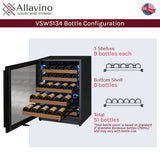 Allavino Reserva Series 51‑Bottle Single Zone Built‑In Luxury Wine Refrigerator with Black Door Left Hinge VSW5134S‑1BL