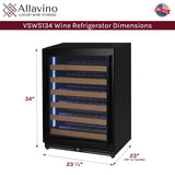Allavino Reserva Series 51‑Bottle Single Zone Built‑In Luxury Wine Refrigerator with Black Door Left Hinge VSW5134S‑1BL