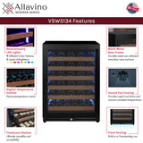 Allavino Reserva Series 51‑Bottle Single Zone Built‑In Luxury Wine Refrigerator with Black Door Left Hinge VSW5134S‑1BL