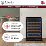 Allavino Reserva Series 51‑Bottle Single Zone Built‑In Luxury Wine Refrigerator with Black Door Left Hinge VSW5134S‑1BL