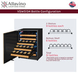 Allavino Reserva Series 51-Bottle Single Zone Built‑in Luxury Wine Refrigerator with Panel‑Ready Overlay Door Left Hinge