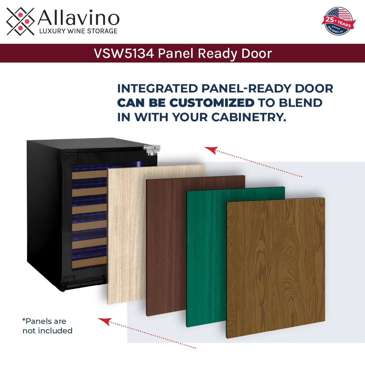 Allavino Reserva Series 51-Bottle Single Zone Built‑in Luxury Wine Refrigerator with Panel‑Ready Overlay Door Left Hinge