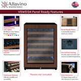 Allavino Reserva Series 51″ Single Zone Built-In Luxury Wine Refrigerator with Panel-Ready Overlay Door Right Hinge