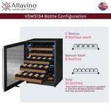 Allavino Reserva Series 51‑Bottle Single Zone Built‑In Luxury Wine Refrigerator with Stainless Steel Door Left Hinge VSW5134S‑1SL