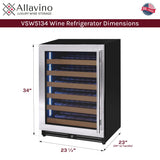 Allavino Reserva Series 51‑Bottle Single Zone Built‑In Luxury Wine Refrigerator with Stainless Steel Door Left Hinge VSW5134S‑1SL