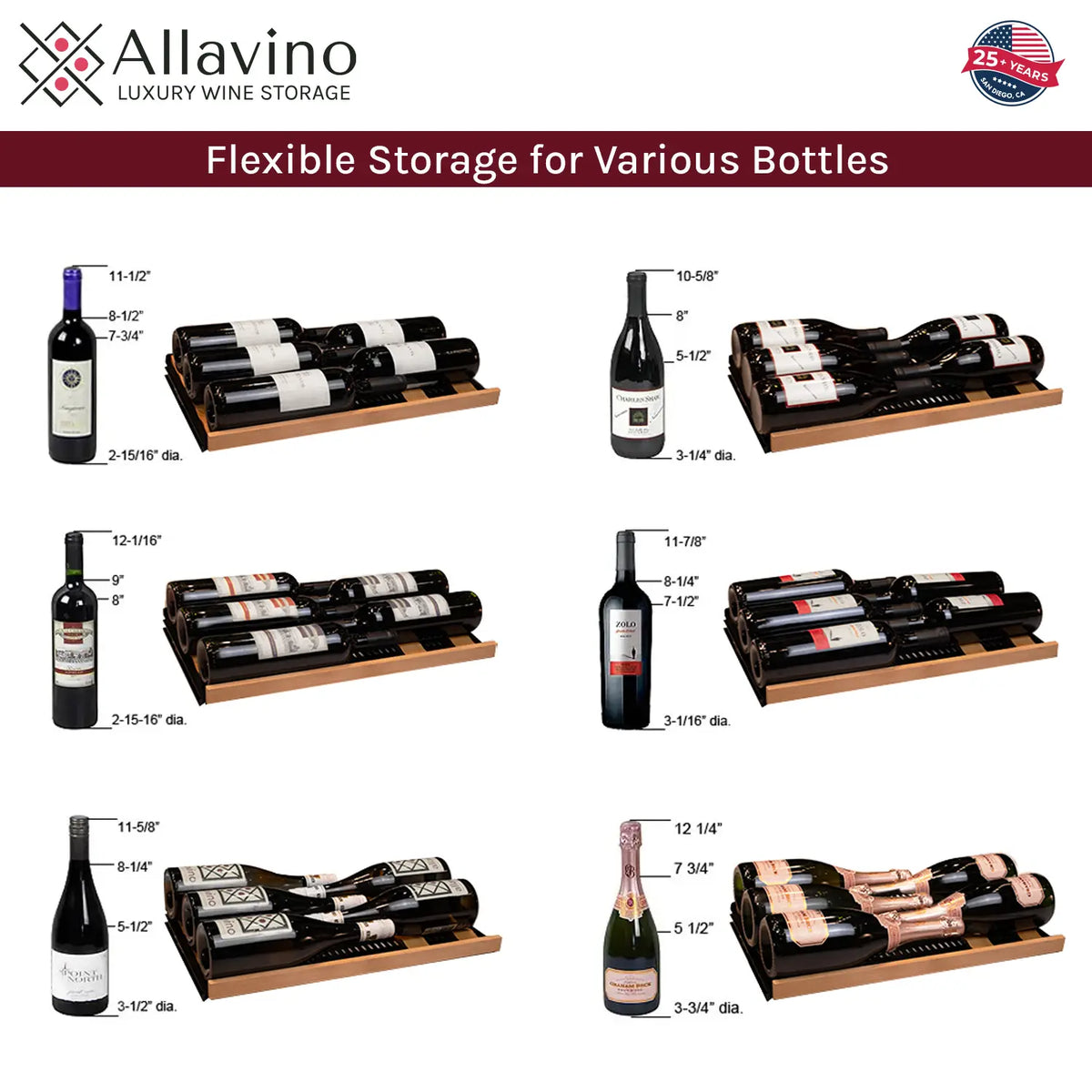 Allavino Reserva 67 Bottle 71" Single Zone Panel Ready Wine Refrigerator VSW6771S-1PRR