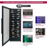 Allavino Reserva Series 67″ 71″ Tall Dual Zone Left Hinge Black Shallow Wine Refrigerator Console