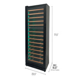 Allavino Reserva Series 67-Bottle 71″ Tall Dual Zone Left Hinge Black Shallow Wine Refrigerator with Wood Front Shelves