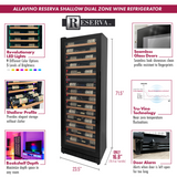 Allavino Reserva Series 67-Bottle 71″ Tall Dual Zone Left Hinge Black Shallow Wine Refrigerator with Wood Front Shelves