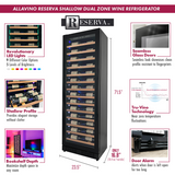 Allavino Reserva Series 67″ 71″ Tall Single Zone Left Hinge Black Shallow Wine Refrigerator with Wood Front Shelves