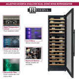 Allavino Reserva Series 67″ 71″ Tall Dual Zone Right Hinge Black Shallow Wine Refrigerator with Wood Shelf Fronts