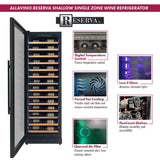 Allavino Reserva Series 67″ 71″ Tall Single Zone Left Hinge Black Shallow Wine Refrigerator with Wood Front Shelves