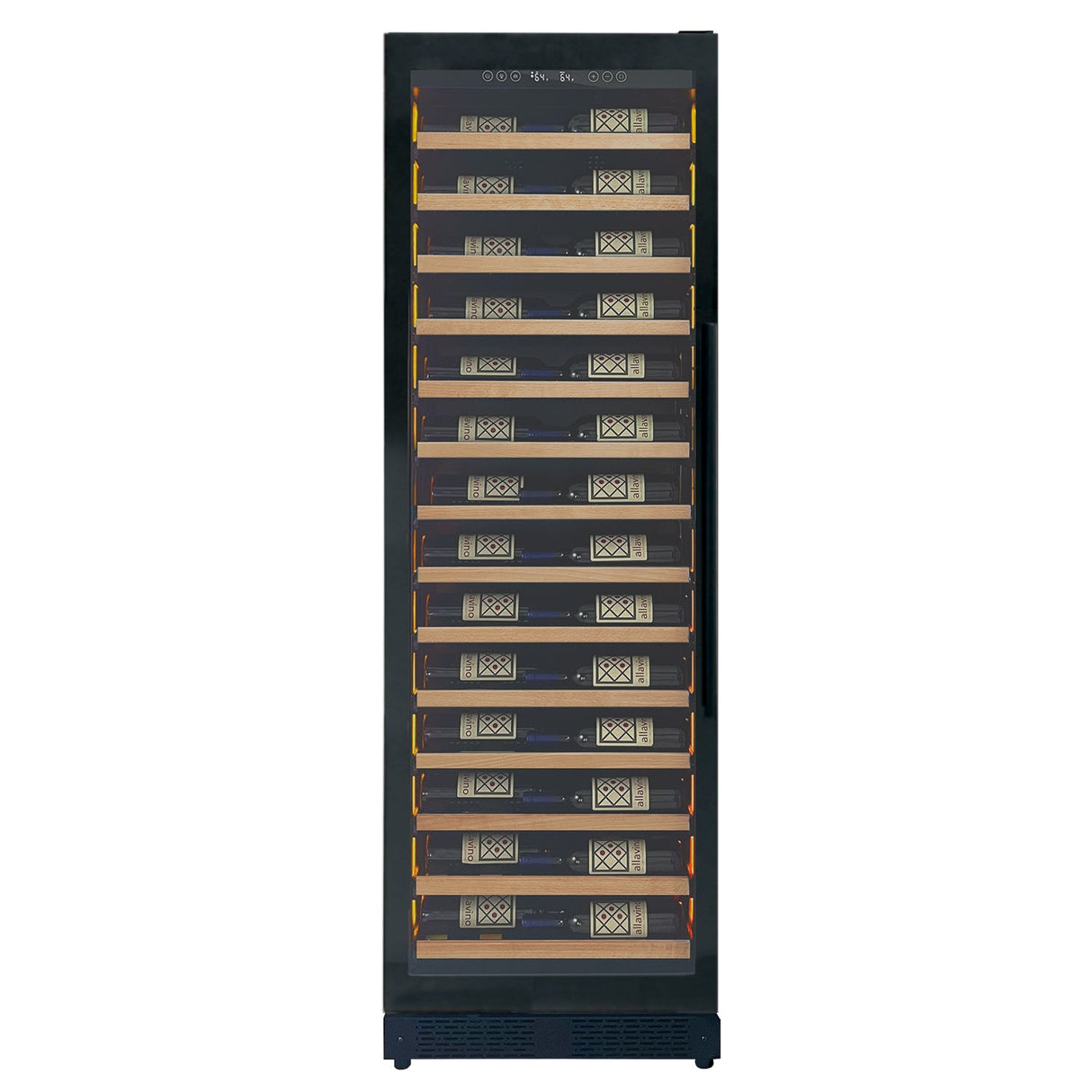 Allavino Reserva Series 67″ 71″ Tall Single Zone Left Hinge Black Shallow Wine Refrigerator with Wood Front Shelves