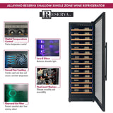 Allavino Reserva Series 67 Bottle 71″ Tall Single Zone Right Hinge Black Shallow Wine Refrigerator with Wood Front Shelves