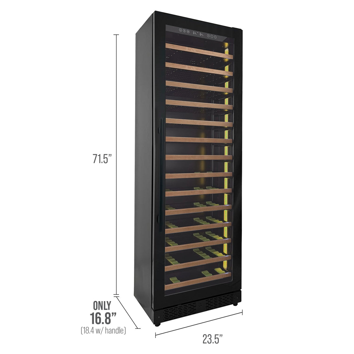Allavino Reserva Series 67 Bottle 71″ Tall Single Zone Right Hinge Black Shallow Wine Refrigerator with Wood Front Shelves