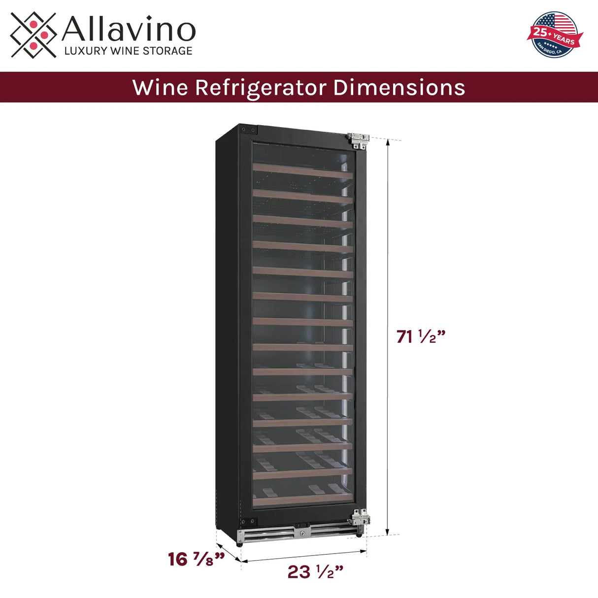 Allavino Reserva 67 Bottle 71" Single Zone Panel Ready Wine Refrigerator VSW6771S-1PRR