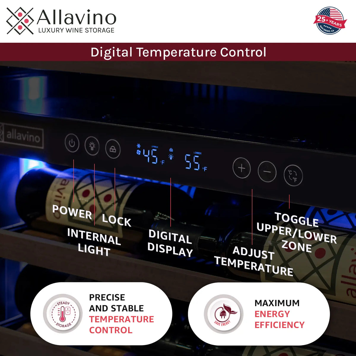 Allavino Reserva 67 Bottle 71" Single Zone Panel Ready Wine Refrigerator VSW6771S-1PRR