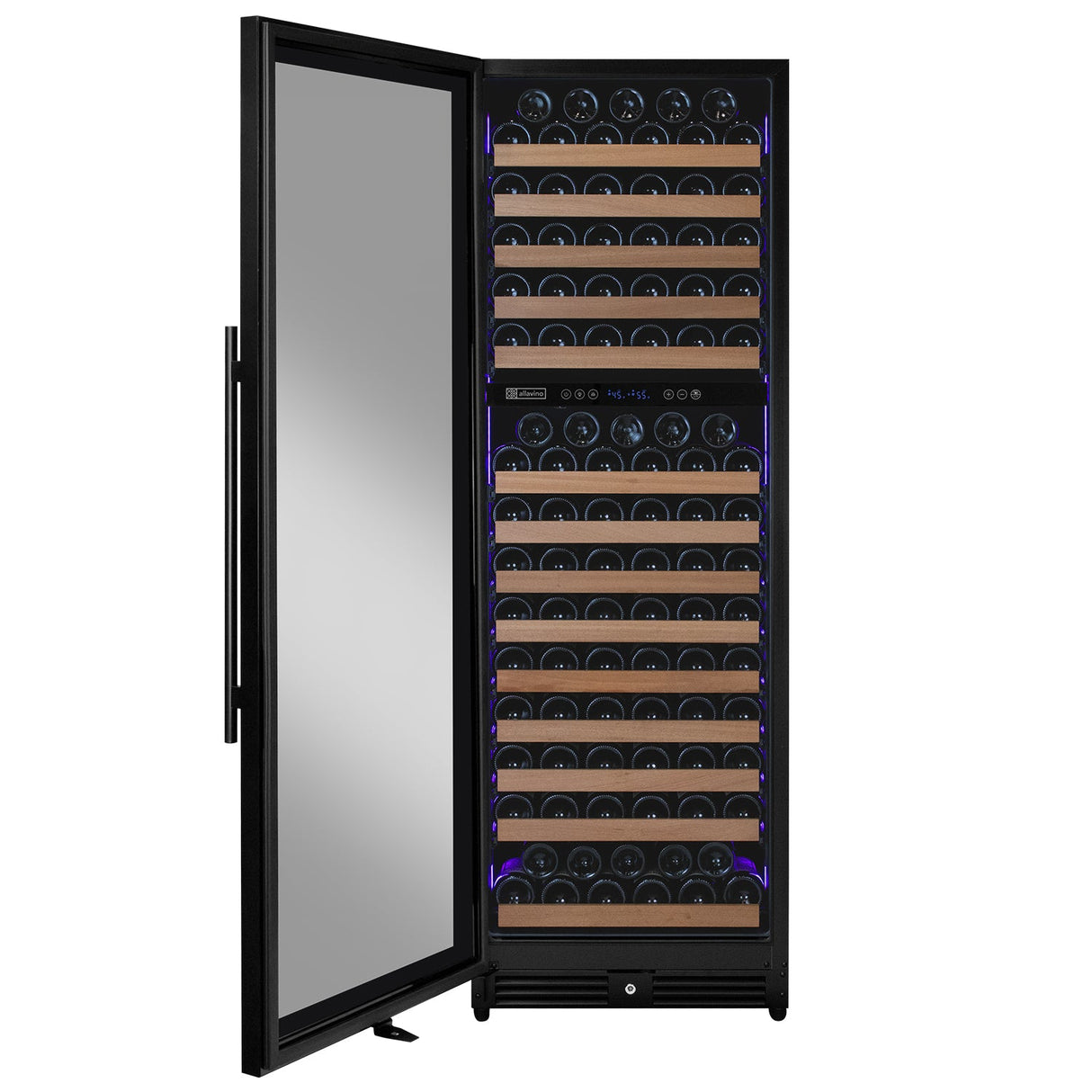 Allavino Reserva Series 172 Bottle Dual Zone Built-in Wine Refrigerator with Black Metal Door - Left Hinge