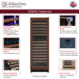 Allavino Reserva Series 172 Bottle Dual Zone Built-In Wine Refrigerator Panel Ready Overlay Right Hinge VSW71LD-2PRR