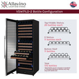 Allavino Reserva Series 172-Bottle Dual Zone Built-In Wine Refrigerator with Stainless Steel Door Left Hinge VSW71LD-2SL