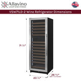 Allavino Reserva Series 172-Bottle Dual Zone Built-In Wine Refrigerator with Stainless Steel Door Left Hinge VSW71LD-2SL