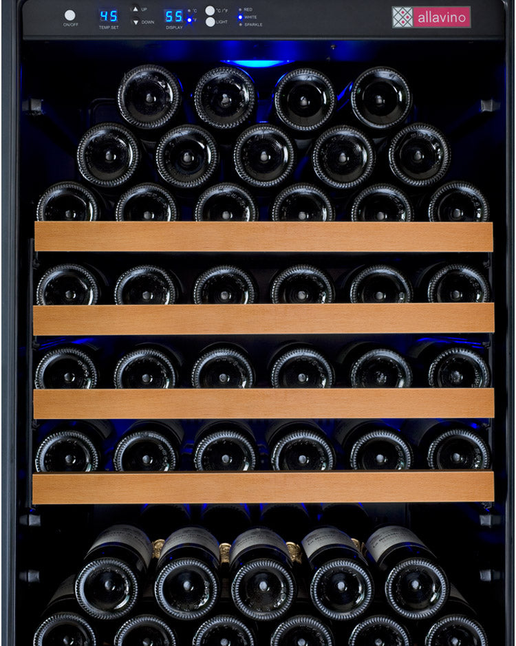 Allavino 47" Wide FlexCount II Tru‑Vino 344 Bottle Four‑Zone Black Side‑by‑Side Wine Refrigerator BF 2X‑VSWR172‑2B20