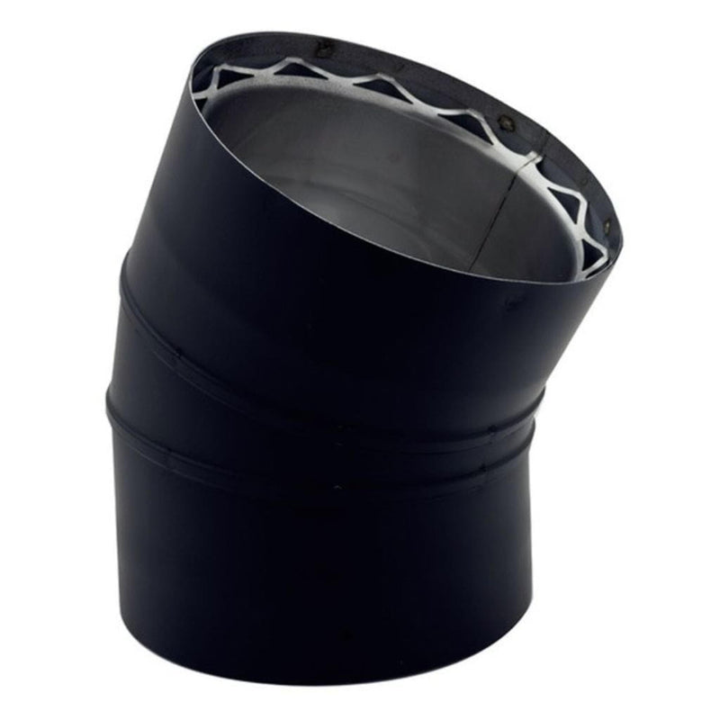 Ventis 6" Black 30-Degree Fixed Elbow (Double-Wall Black Stove Pipe)