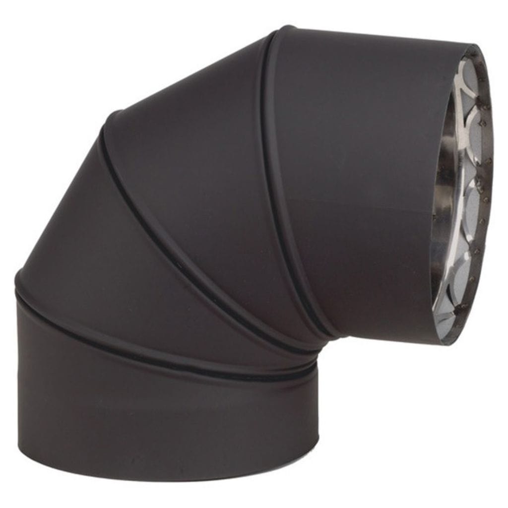 Ventis 6" Black 90-Degree Fixed Elbow (Double-Wall Black Stove Pipe)