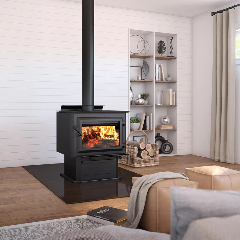 Ventis HES350 29" Black Wood Burning Extra Large Stove With Pedestal, EPA2020 Certified