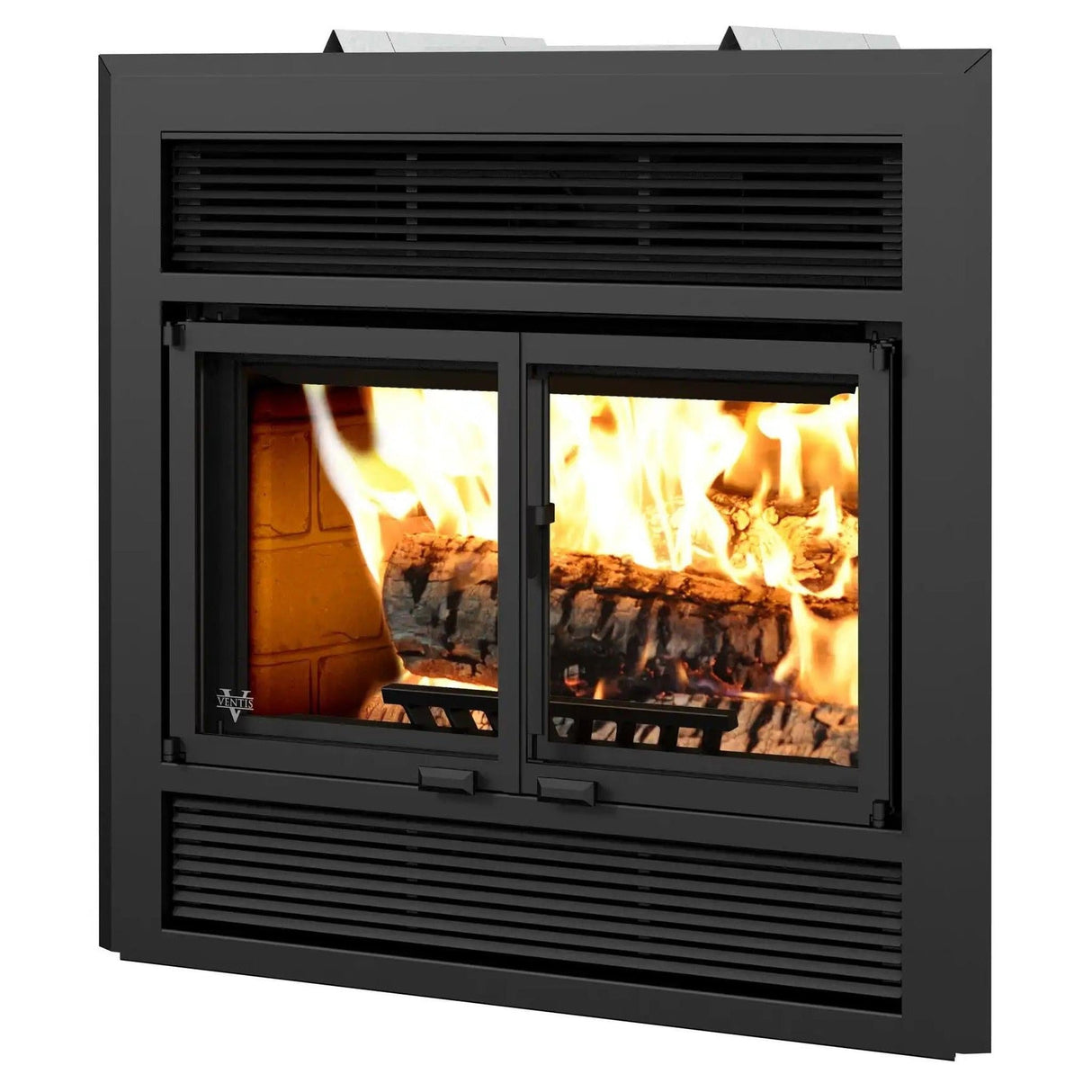 Ventis ME150 40" Black Wood Burning Fireplace With Firescreen Doors