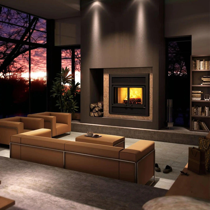 Ventis ME150 40" Black Wood Burning Fireplace With Firescreen Doors