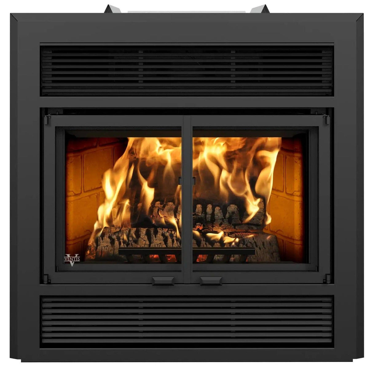 Ventis ME150 40" Black Wood Burning Fireplace With Firescreen Doors