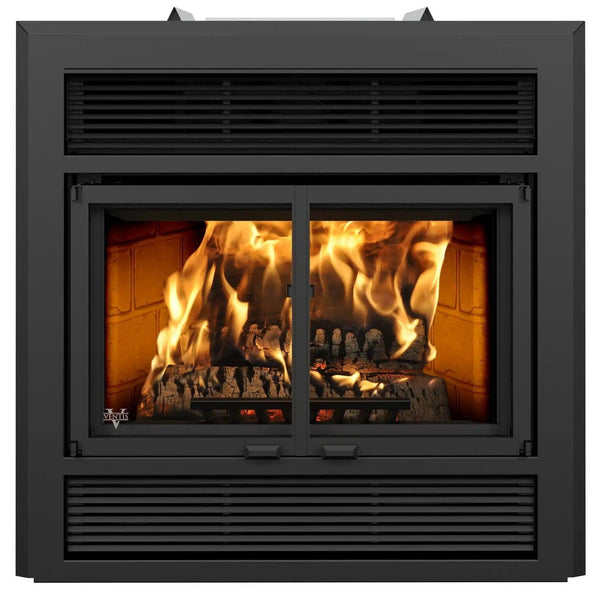 Ventis ME150 40" Black Wood Burning Fireplace With Firescreen Doors