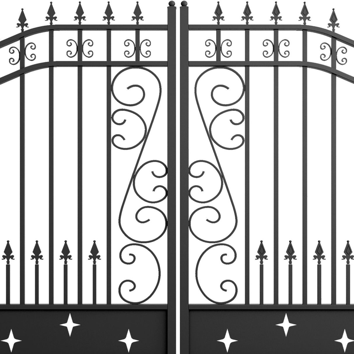 Chery Industrial 16x8 ft Dual Swing Driveway Gate with Star Pattern
