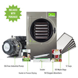 Harvest Right Medium Home Pro Freeze Dryer with Oil Free Vacuum Pump, 5 Trays and Mylar Starter Kit in Stainless Steel
