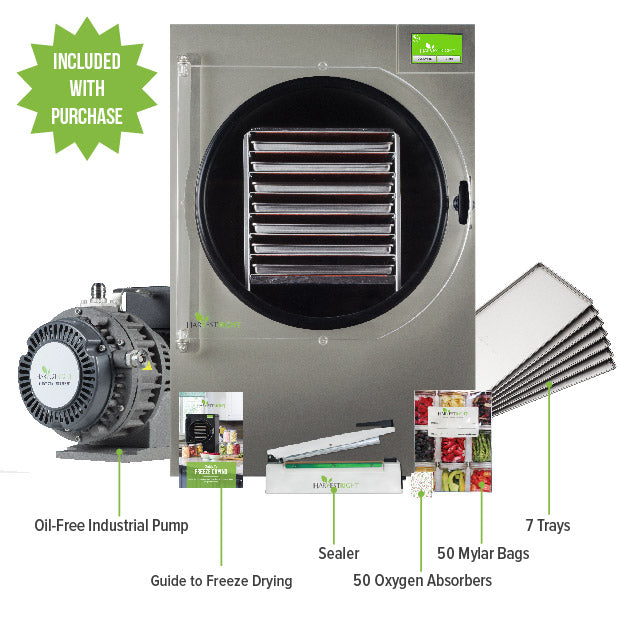 Harvest Right X-Large Home Pro Freeze Dryer with XL Oil Free Vacuum Pump, 7 Trays and Mylar Starter Kit in Stainless Steel