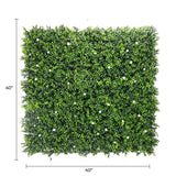 Designer Plants USA White Flowering Artificial Boxwood Wall 40" x 40" Commercial Grade