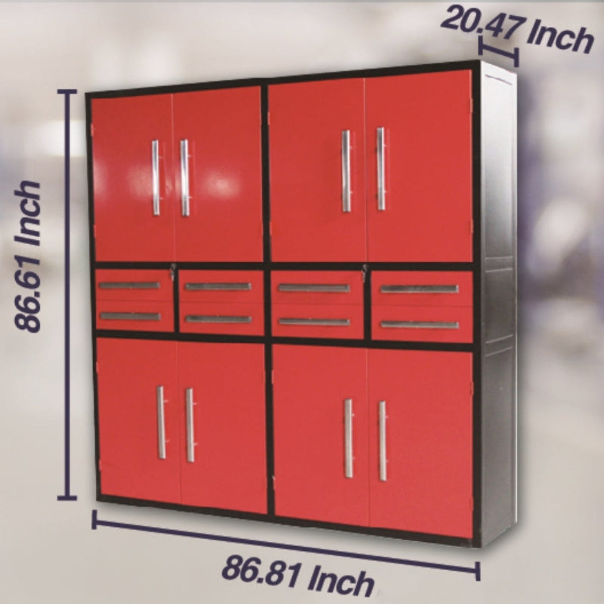 Chery Industrial Steelman 7 ft Storage Cabinet (8 Drawers & 4 Cabinets)