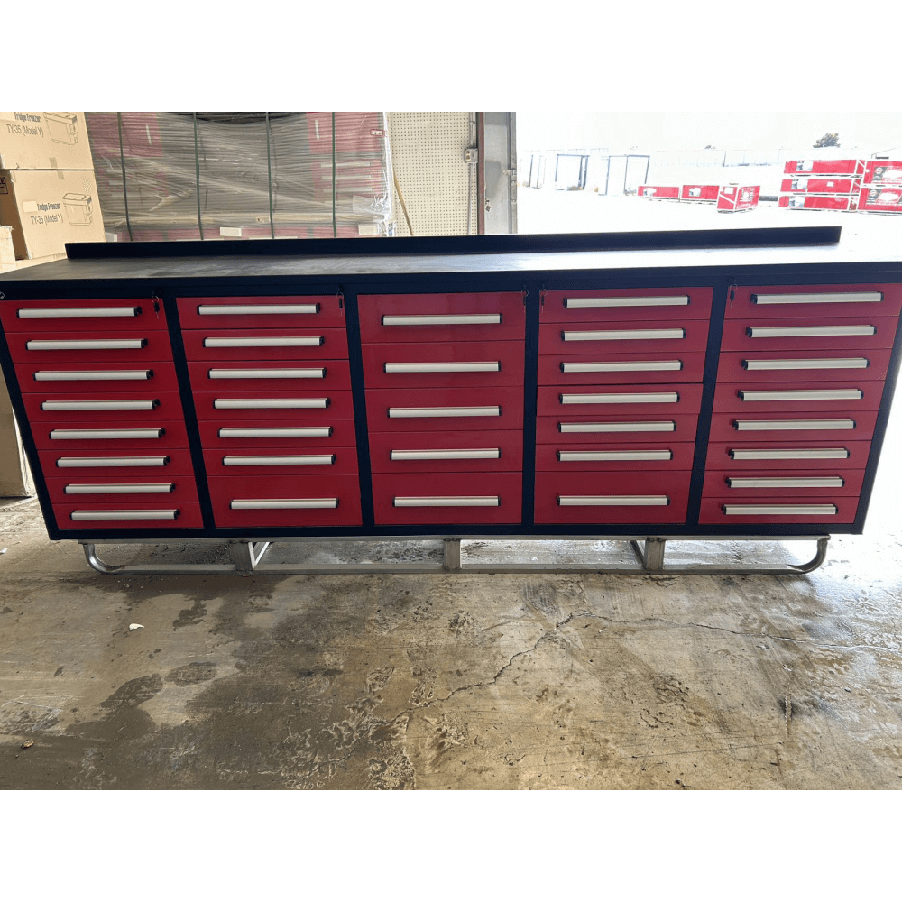 Chery Industrial 10’ Storage Cabinet with 35 Drawers Heavy‑Duty Tool Workbench