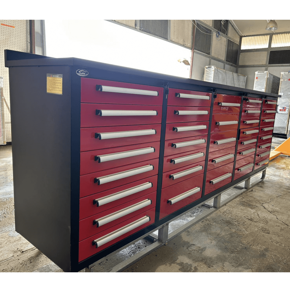 Chery Industrial 10’ Storage Cabinet with 35 Drawers Heavy‑Duty Tool Workbench