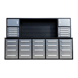 Chery Industrial Steelman 10’ Storage Cabinet with Workbench, 30 Drawers WW000183